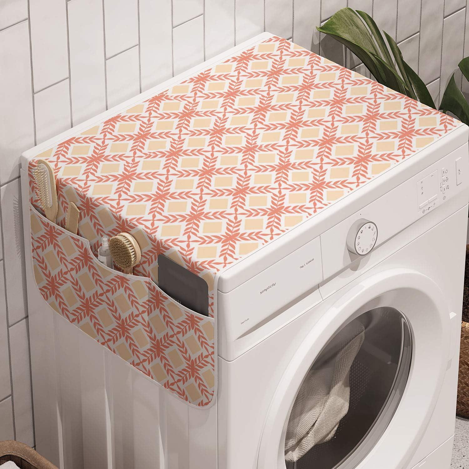 imageAmbesonne Romantic Microwave Oven Cover Continuous Hand Drawn Hearts as Clover Leaves Monochrome Valentines Day Water Resistant Organizer with Pockets for Kitchen 36 x 12 Hot Pink and WhiteSalmon Champagne