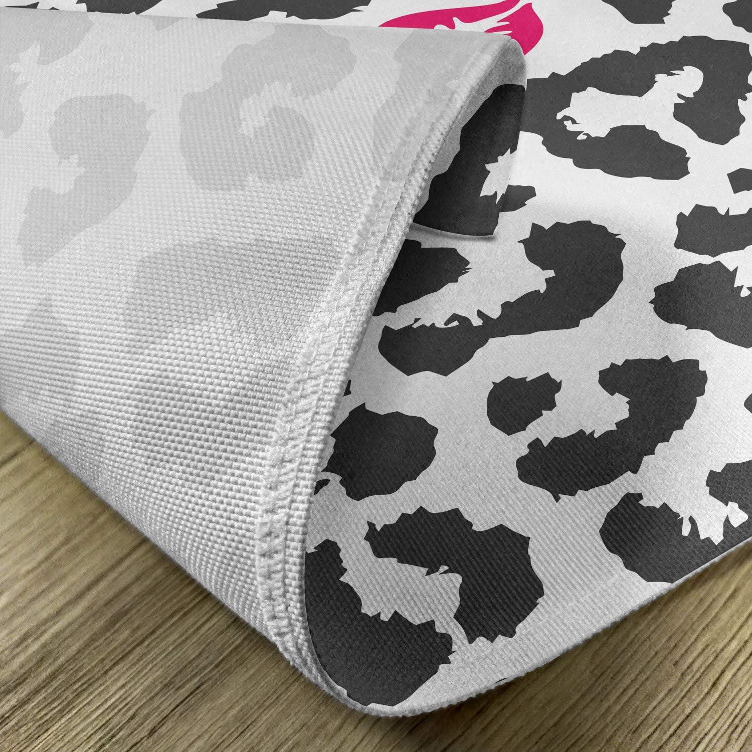 imageAmbesonne Safari Place Mats Set of 4 Leopard Cheetah Animal Print Kiss Shape Lipstick Mark Dotted Trend Art Washable Fabric Placemats for Dining Table Standard Size Black Pink