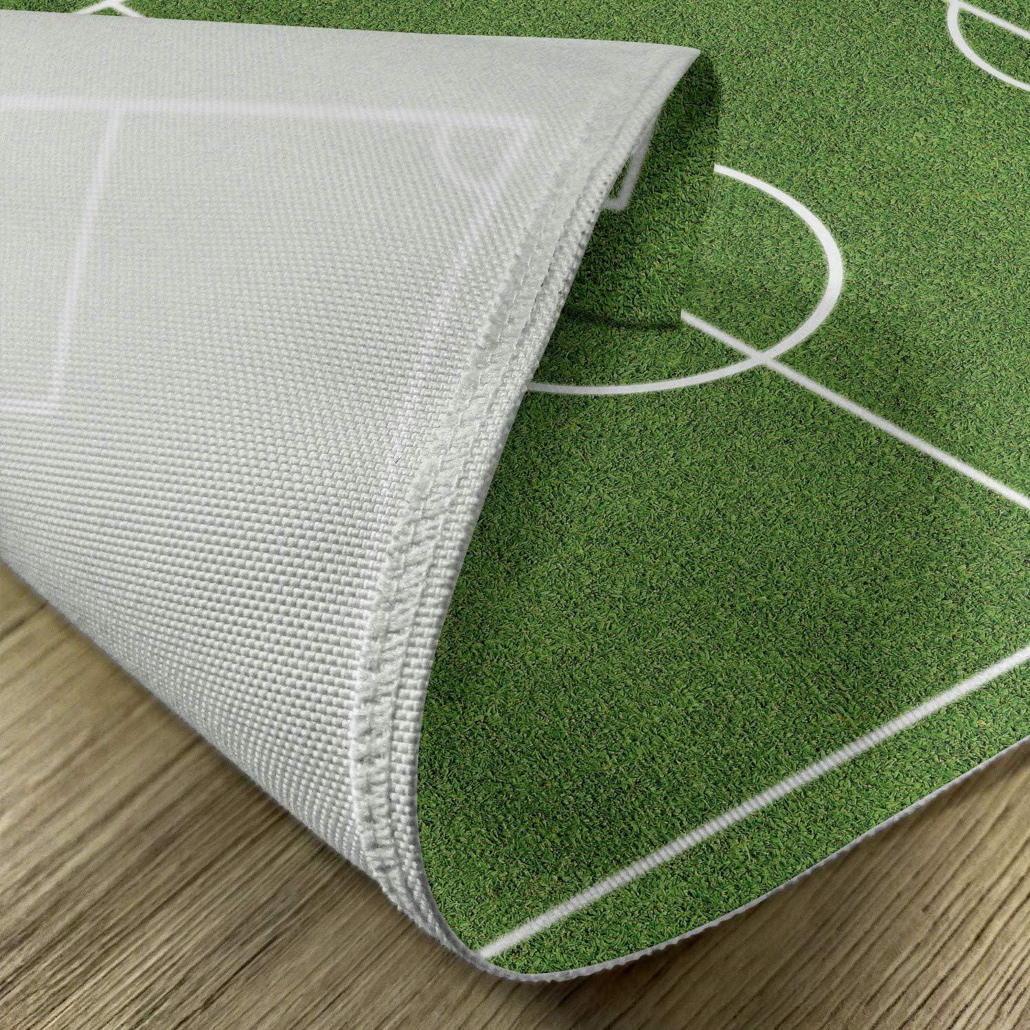 imageAmbesonne Sports Place Mats Set of 4 Classic Illustration of a Soccer Field Stadium Match Art Lines Modern Football Washable Fabric Placemats for Dining Table Standard Size Fern Green White