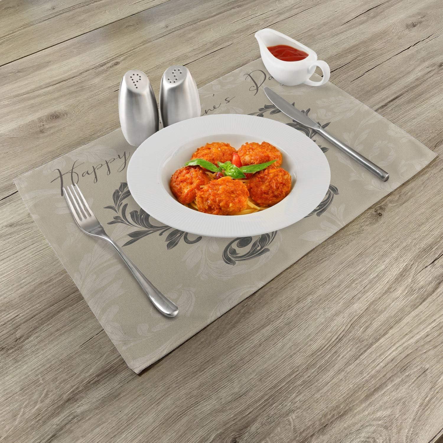 imageAmbesonne Taupe Place Mats Set of 4 Happy Valentines Day Hand Writing Laurel Leaves Forming a Heart Victorian Washable Fabric Placemats for Dining Table Standard Size Taupe Tan