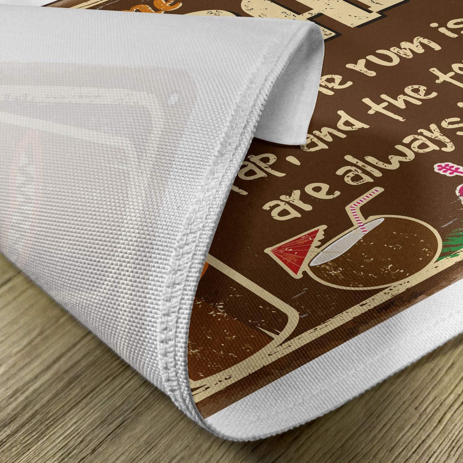 imageAmbesonne Tiki Bar Place Mats Set of 4 Aged Old Frame Sign of Inspirational Words Leisure Travel Print Washable Fabric Placemats for Dining Table Standard Size Brown Cream