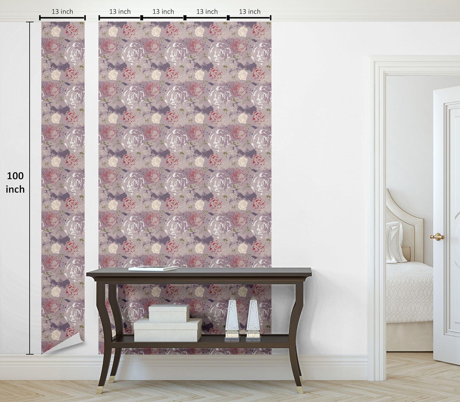 imageAmbesonne Valentine Peel amp Stick Wallpaper for Home PastelColored Rose Flowers Leaves with Brush Strokes Abstract Art SelfAdhesive Living Room Kitchen Accent 13 x 100 Mauve Taupe Sage Green