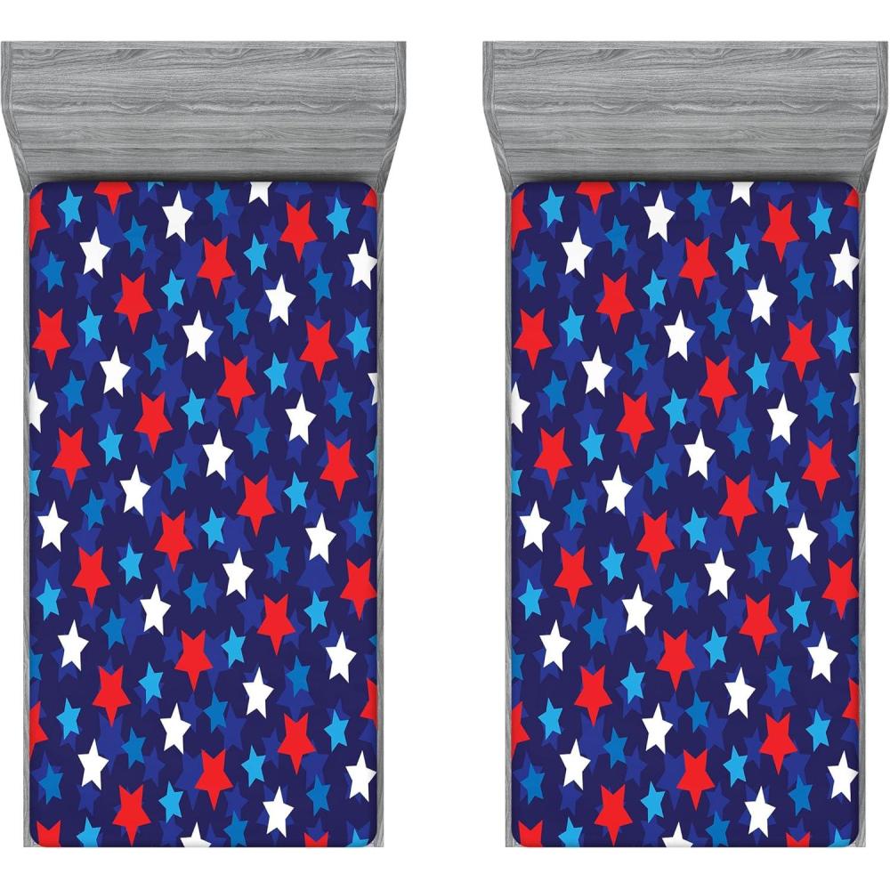 imageAmbesonne Christmas Fitted Sheet Merry Christmas Lettering on an Abstract Modern Snowflake Dot Pattern Soft Decorative Fabric Bedding AllRound Elastic Pocket Queen Size Charcoal BeigeDark Blue White