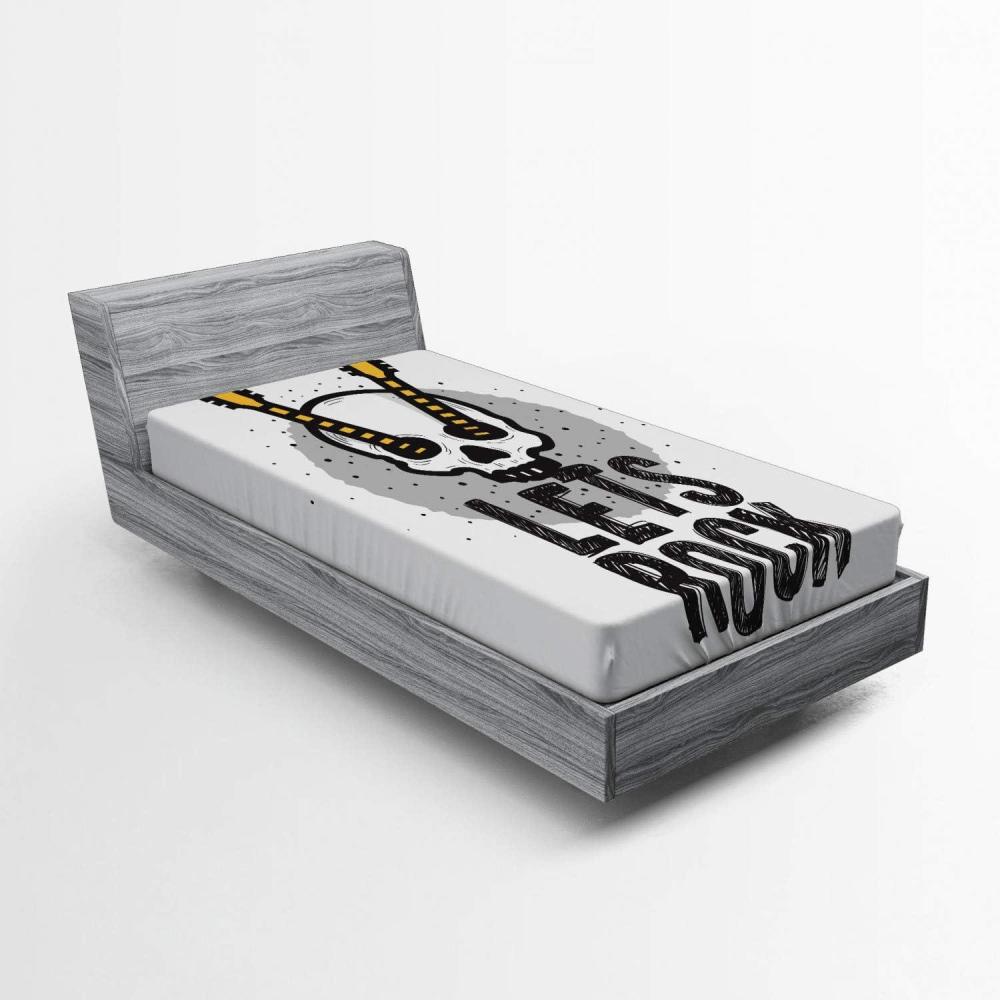 imageAmbesonne Christmas Fitted Sheet Merry Christmas Lettering on an Abstract Modern Snowflake Dot Pattern Soft Decorative Fabric Bedding AllRound Elastic Pocket Queen Size Charcoal BeigeGrey Mustard