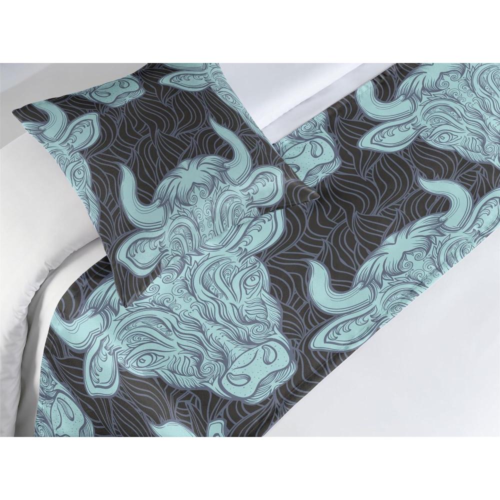 imageAmbesonne Christmas Floral Bed Runner Set Simple Design Botany Pattern Winter Rabbits Snowflakes Circles Decorative Bedding Scarf and a Pillow Sham for Hotels Homes Twin Dark Sea Green WhitePale Seafoam Dark Indigo