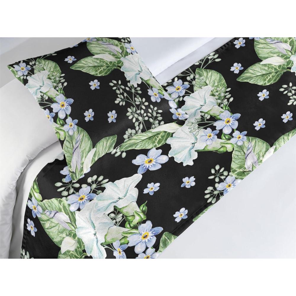 imageAmbesonne Christmas Floral Bed Runner Set Simple Design Botany Pattern Winter Rabbits Snowflakes Circles Decorative Bedding Scarf and a Pillow Sham for Hotels Homes Twin Dark Sea Green WhiteOlive Green Ceil Blue