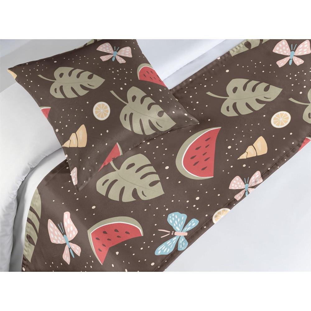 imageAmbesonne Christmas Floral Bed Runner Set Simple Design Botany Pattern Winter Rabbits Snowflakes Circles Decorative Bedding Scarf and a Pillow Sham for Hotels Homes Twin Dark Sea Green WhiteRed Sage Green Brown