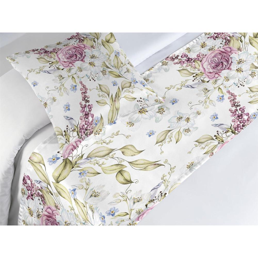 imageAmbesonne Christmas Floral Bed Runner Set Simple Design Botany Pattern Winter Rabbits Snowflakes Circles Decorative Bedding Scarf and a Pillow Sham for Hotels Homes Twin Dark Sea Green WhitePale Fuchsia Pale Green