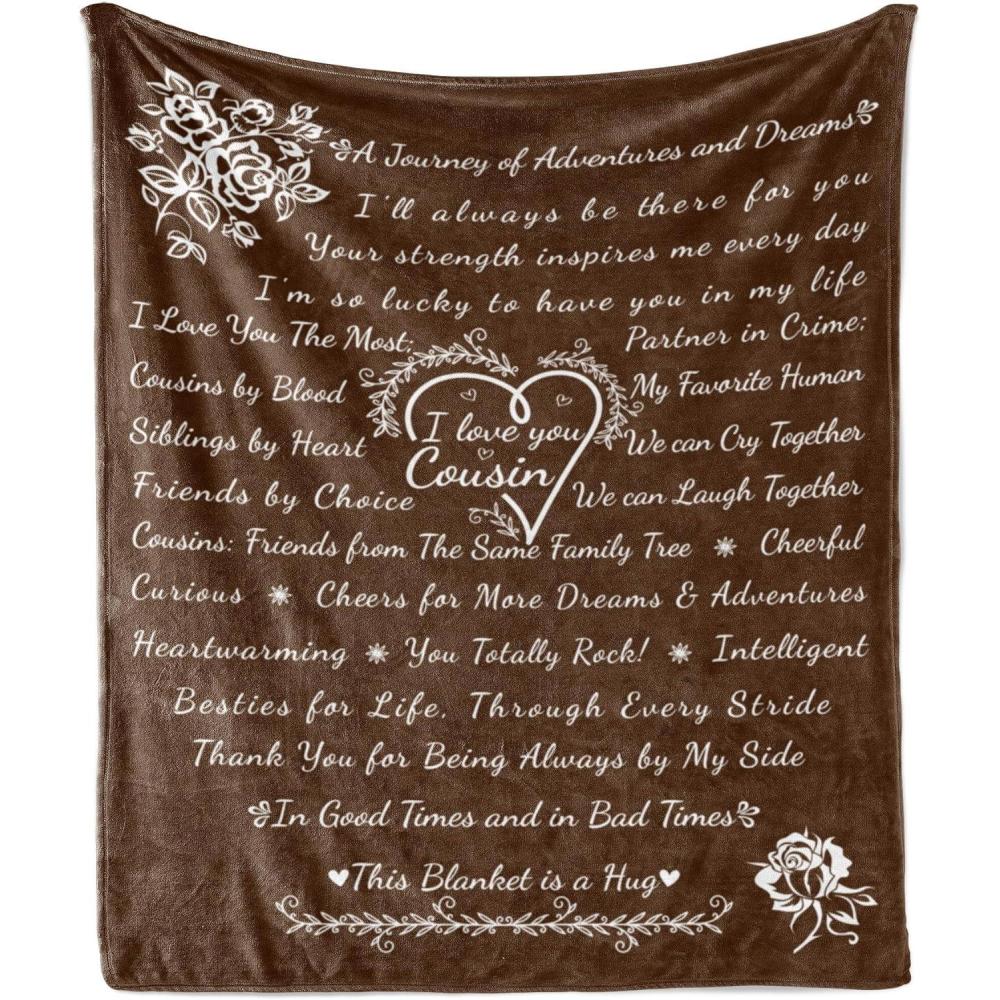 imageAmbesonne Cousin Gift Blanket Custom Gift Idea for Women amp Men Christmas Birthday Present Male Female Flannel Fleece Bed amp Throw Cover Filled with Appreciation Love Words 50 x 70 BlackBrown