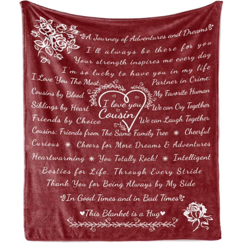 imageAmbesonne Cousin Gift Blanket Custom Gift Idea for Women amp Men Christmas Birthday Present Male Female Flannel Fleece Bed amp Throw Cover Filled with Appreciation Love Words 50 x 70 BlackMaroon