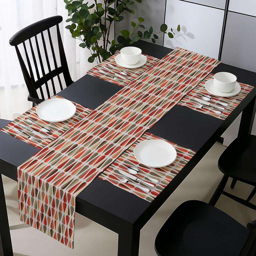 imageAmbesonne Horses Table Runner amp Placemats Classic Swedish Dalecarlian Coral Azure Blue Animals and Green Floral Arrangement Set for Dining Table Decor Placemat 4 pcs Runner 16x72 Blue BurgundyOrange Cream