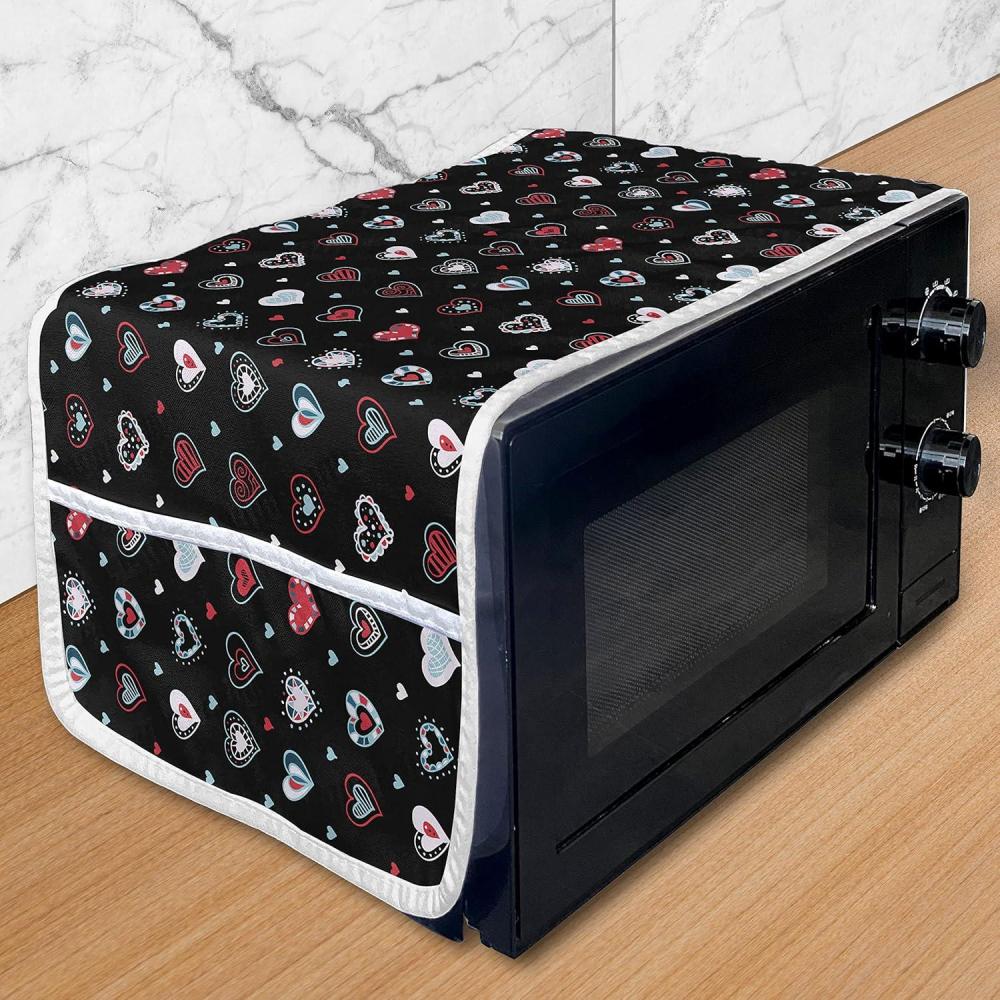 imageAmbesonne Love Microwave Oven Cover Valentines Day Themeds Love Hand Drawn Heart Pattern Wedding Inspired Water Resistant Organizer with Pockets for Kitchen 36 x 12 MulticolorMulticolor