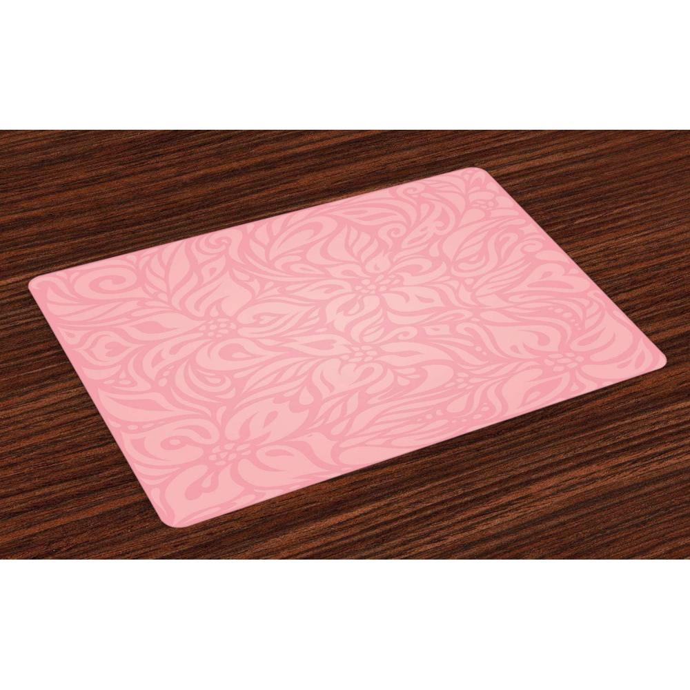 imageAmbesonne Peach Place Mats Set of 4 Floral Arrangement with Wildflowers and Leaves Abstract Valentines Day Inspired Art Washable Fabric Placemats for Dining Room Kitchen Table Decor Pale Pink
