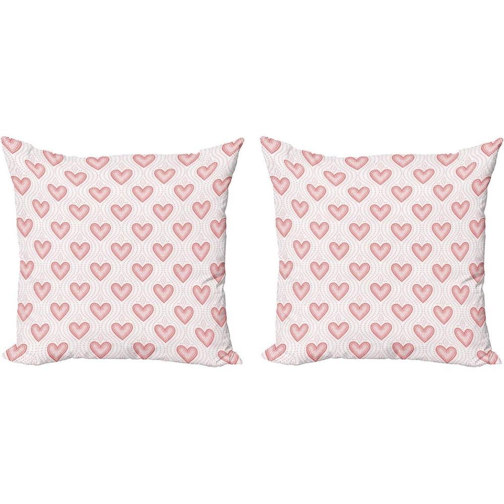 imageAmbesonne Pearls Throw Pillow Cushion Cover Pack of 2 Dotted Heart Pattern Love Themed Illustration Valentines Day Adornment Zippered DoubleSide Digital Print Decor 16 Blush Cream Red20 x 20 Pack of 2