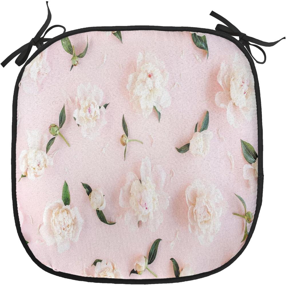 imageAmbesonne Peony Chair Cushion Pads Set of 6 Top View of Scattered Pinkish Flowers with Leaves Valentine Theme Print AntiSlip Seat Padding for Kitchen amp Patio 16x16 Army Green Blush Pink