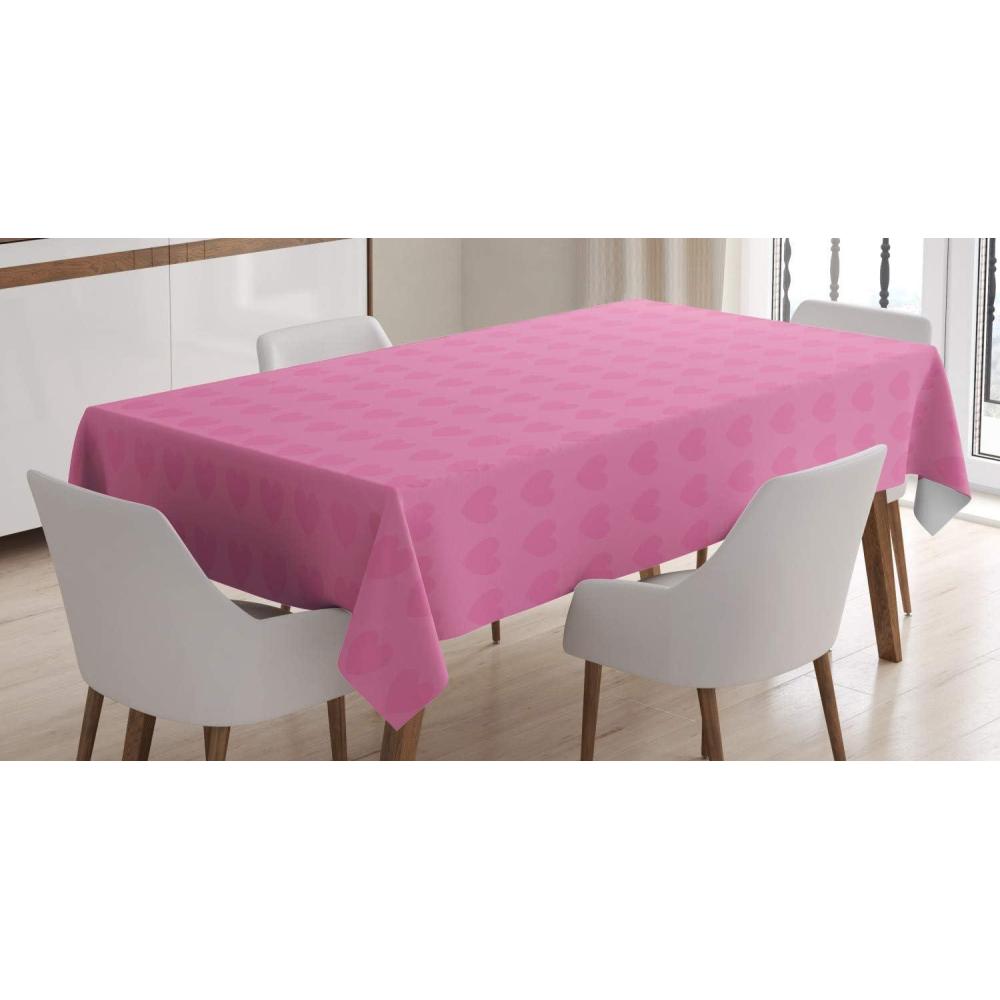 imageAmbesonne Pink Tablecloth Small Heart Shapes Valentines Day Love and Feelings Concept Pattern for Romantic Couples Dining Room Kitchen Rectangular Table Cover 60 X 84 Pink