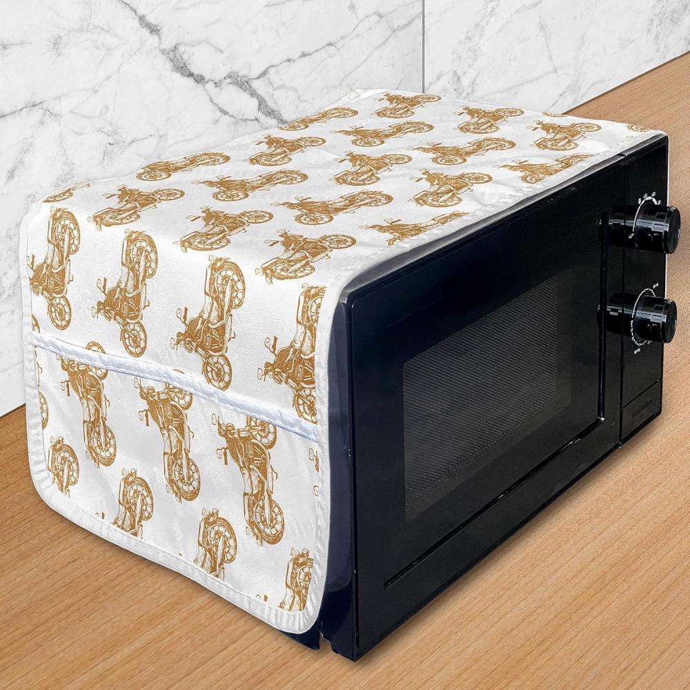 imageAmbesonne Purple Microwave Oven Cover Unlucky Black Cat with Heart Filled Backdrop Valentines Day Animal Fun Water Resistant Organizer with Pockets for Kitchen 36 x 12 Lavender Pink BlackPale Brown White