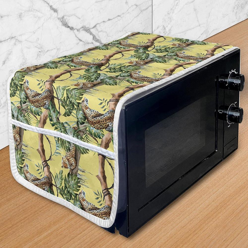 imageAmbesonne Purple Microwave Oven Cover Unlucky Black Cat with Heart Filled Backdrop Valentines Day Animal Fun Water Resistant Organizer with Pockets for Kitchen 36 x 12 Lavender Pink BlackYellow Green Pale Yellow