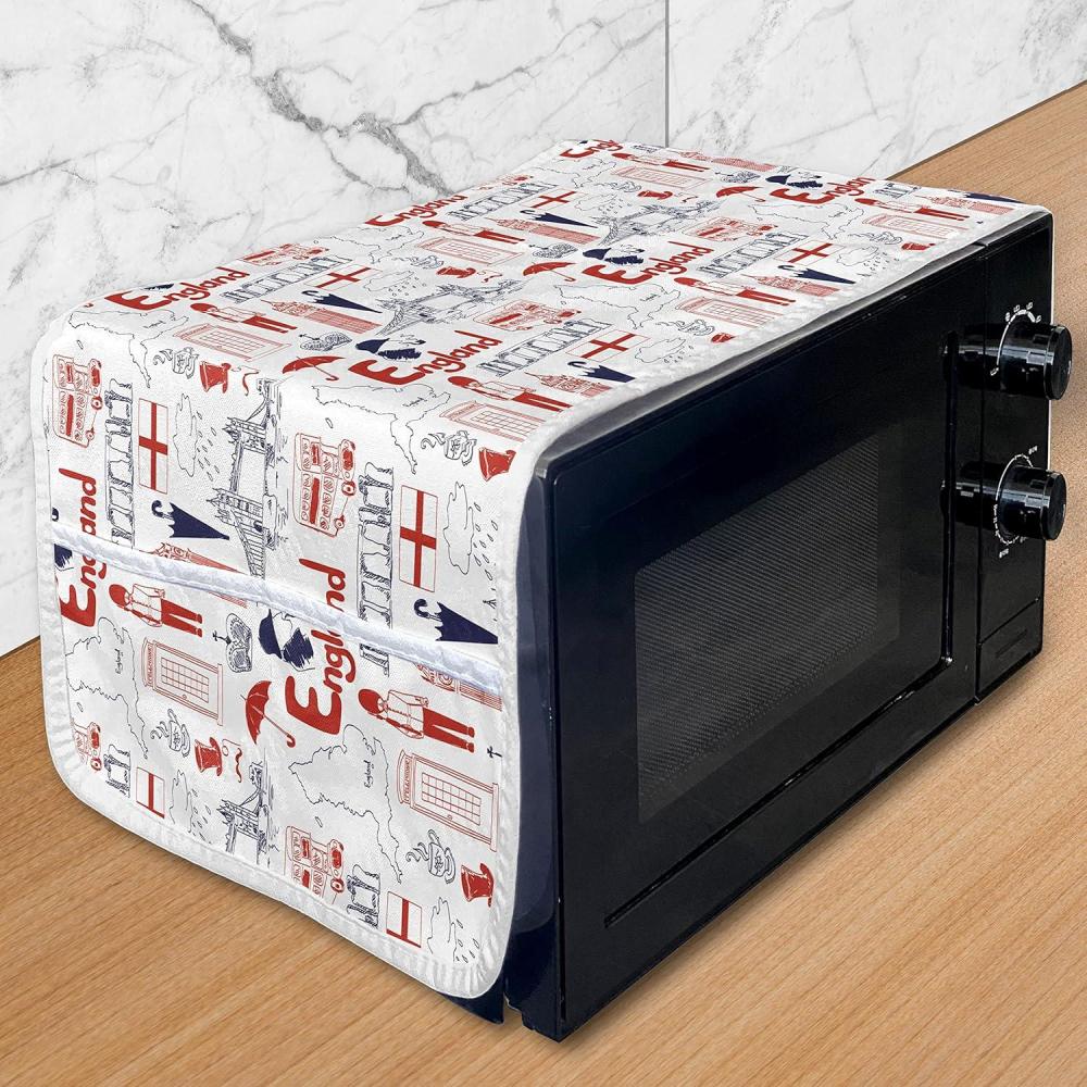 imageAmbesonne Purple Microwave Oven Cover Unlucky Black Cat with Heart Filled Backdrop Valentines Day Animal Fun Water Resistant Organizer with Pockets for Kitchen 36 x 12 Lavender Pink BlackVermilion Dark Blue