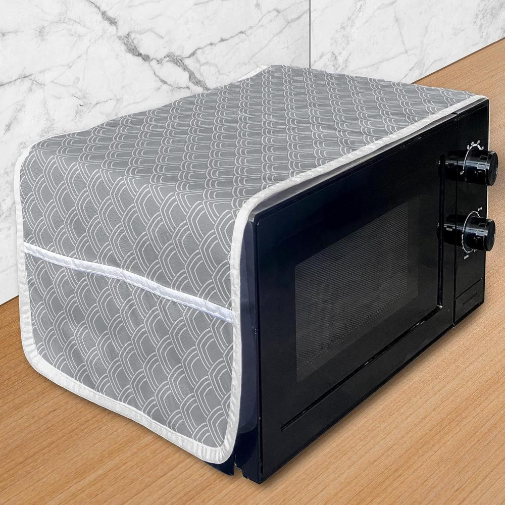 imageAmbesonne Purple Microwave Oven Cover Unlucky Black Cat with Heart Filled Backdrop Valentines Day Animal Fun Water Resistant Organizer with Pockets for Kitchen 36 x 12 Lavender Pink BlackGrey Beige