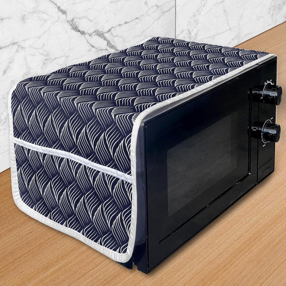 imageAmbesonne Purple Microwave Oven Cover Unlucky Black Cat with Heart Filled Backdrop Valentines Day Animal Fun Water Resistant Organizer with Pockets for Kitchen 36 x 12 Lavender Pink BlackDark Blue Cream