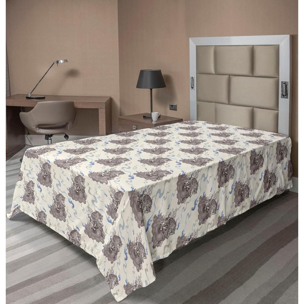 imageAmbesonne Romantic Flat Sheet Valentines Day Kiss Love Me and You Lettering with Blooming Flowers Soft Comfortable Top Sheet Decorative Bedding 1 Piece King Size Pastel Pink Grey EggshellIvory Cocoa and Ceil Blue