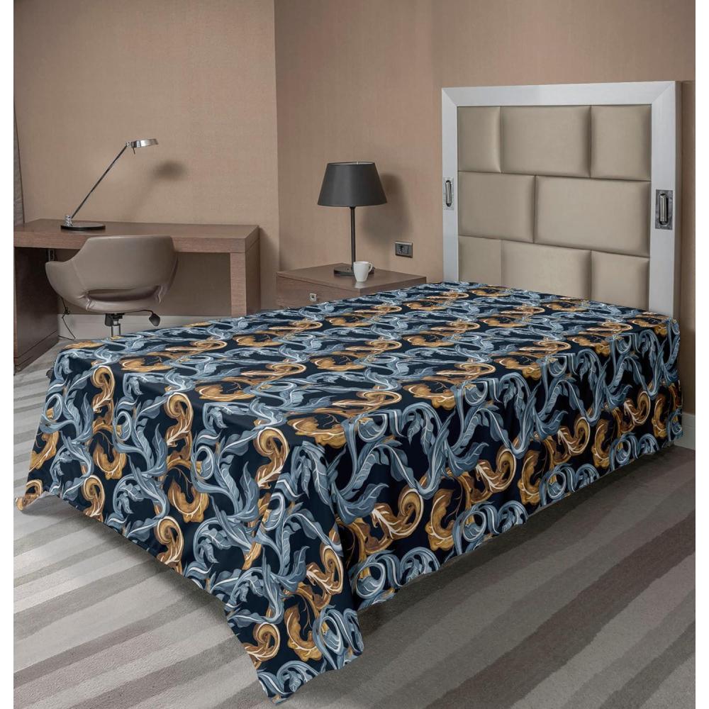 imageAmbesonne Romantic Flat Sheet Valentines Day Kiss Love Me and You Lettering with Blooming Flowers Soft Comfortable Top Sheet Decorative Bedding 1 Piece King Size Pastel Pink Grey EggshellAmber Blue Grey Dark Blue