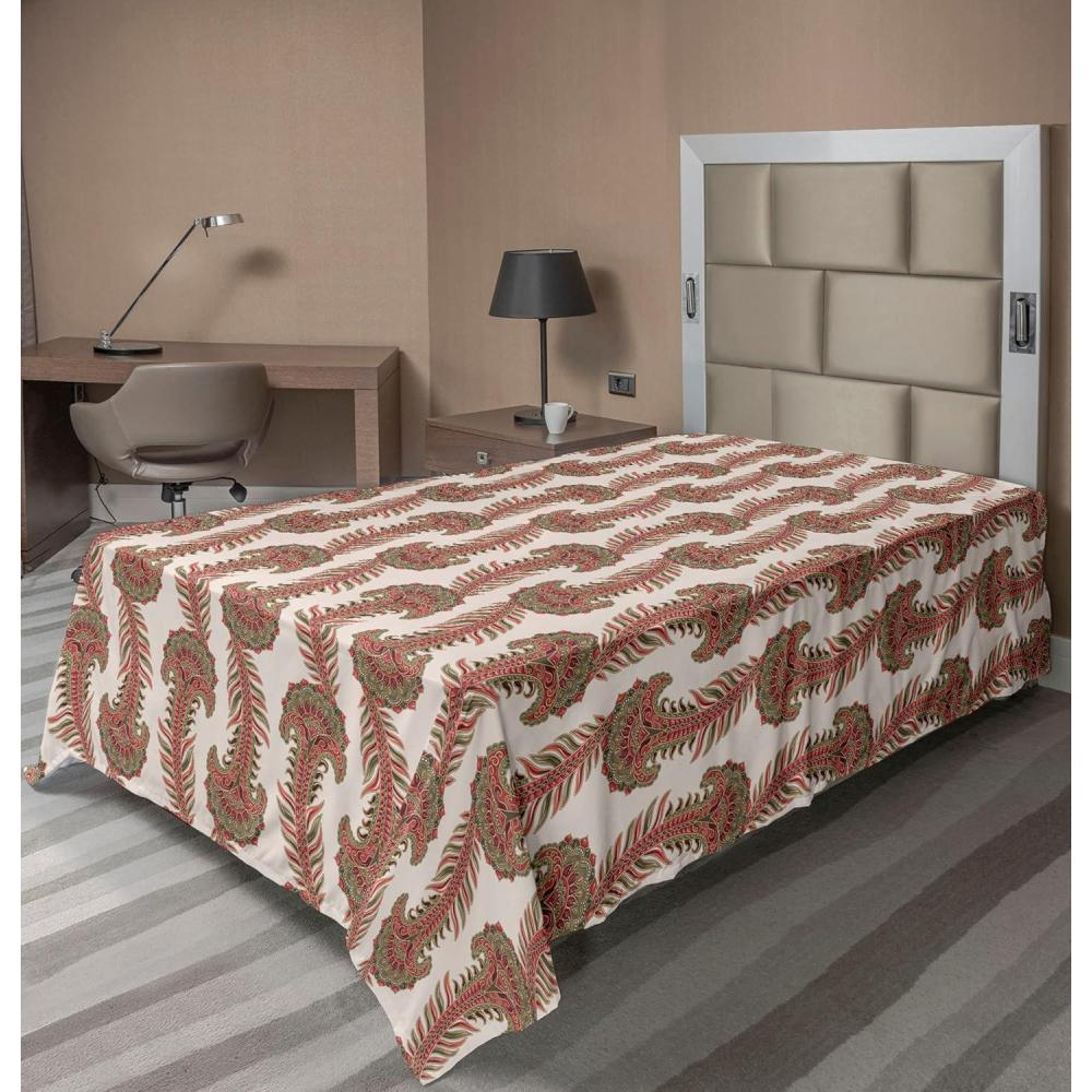 imageAmbesonne Romantic Flat Sheet Valentines Day Kiss Love Me and You Lettering with Blooming Flowers Soft Comfortable Top Sheet Decorative Bedding 1 Piece King Size Pastel Pink Grey EggshellPeacock Green Salmon