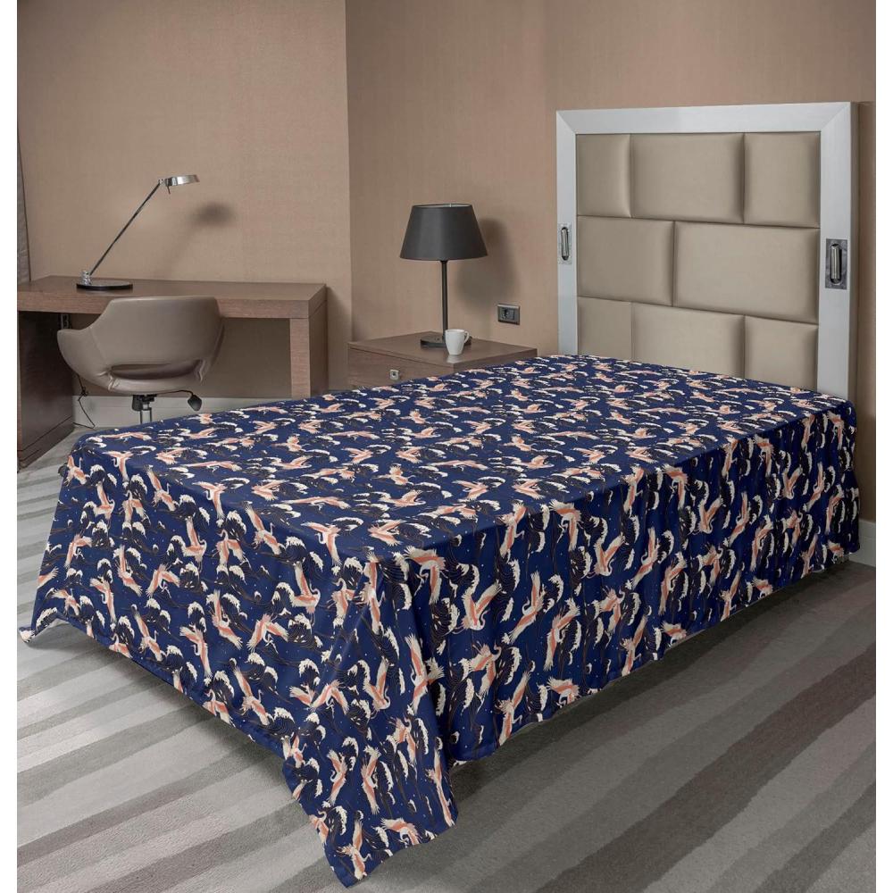 imageAmbesonne Romantic Flat Sheet Valentines Day Kiss Love Me and You Lettering with Blooming Flowers Soft Comfortable Top Sheet Decorative Bedding 1 Piece King Size Pastel Pink Grey EggshellNight Blue Salmon Ivory