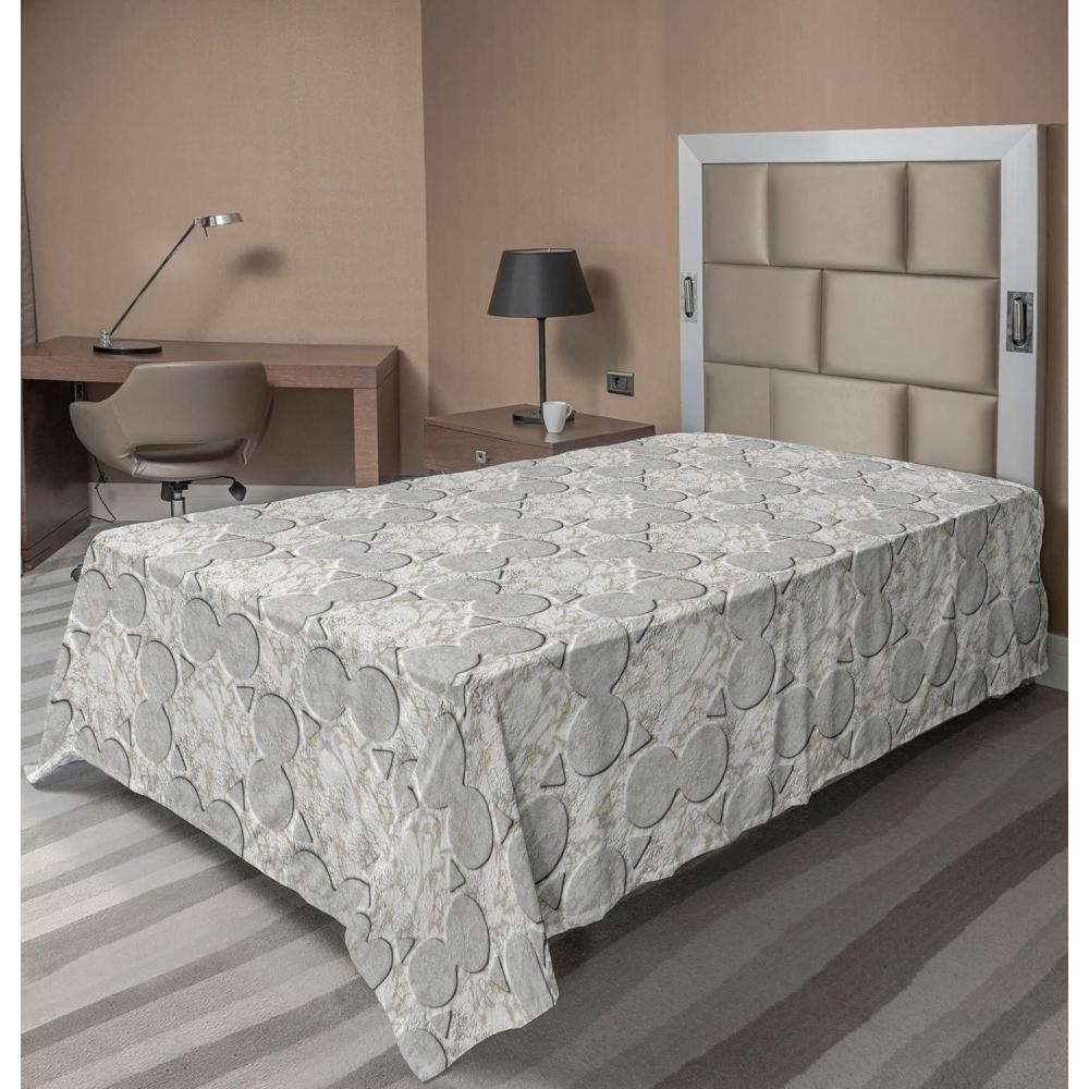 imageAmbesonne Romantic Flat Sheet Valentines Day Kiss Love Me and You Lettering with Blooming Flowers Soft Comfortable Top Sheet Decorative Bedding 1 Piece King Size Pastel Pink Grey EggshellIvory Pale Grey Coconut