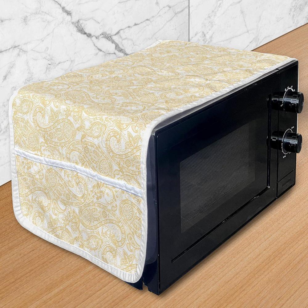 imageAmbesonne Romantic Microwave Oven Cover Continuous Hand Drawn Hearts as Clover Leaves Monochrome Valentines Day Water Resistant Organizer with Pockets for Kitchen 36 x 12 Hot Pink and WhitePastel Brown and White