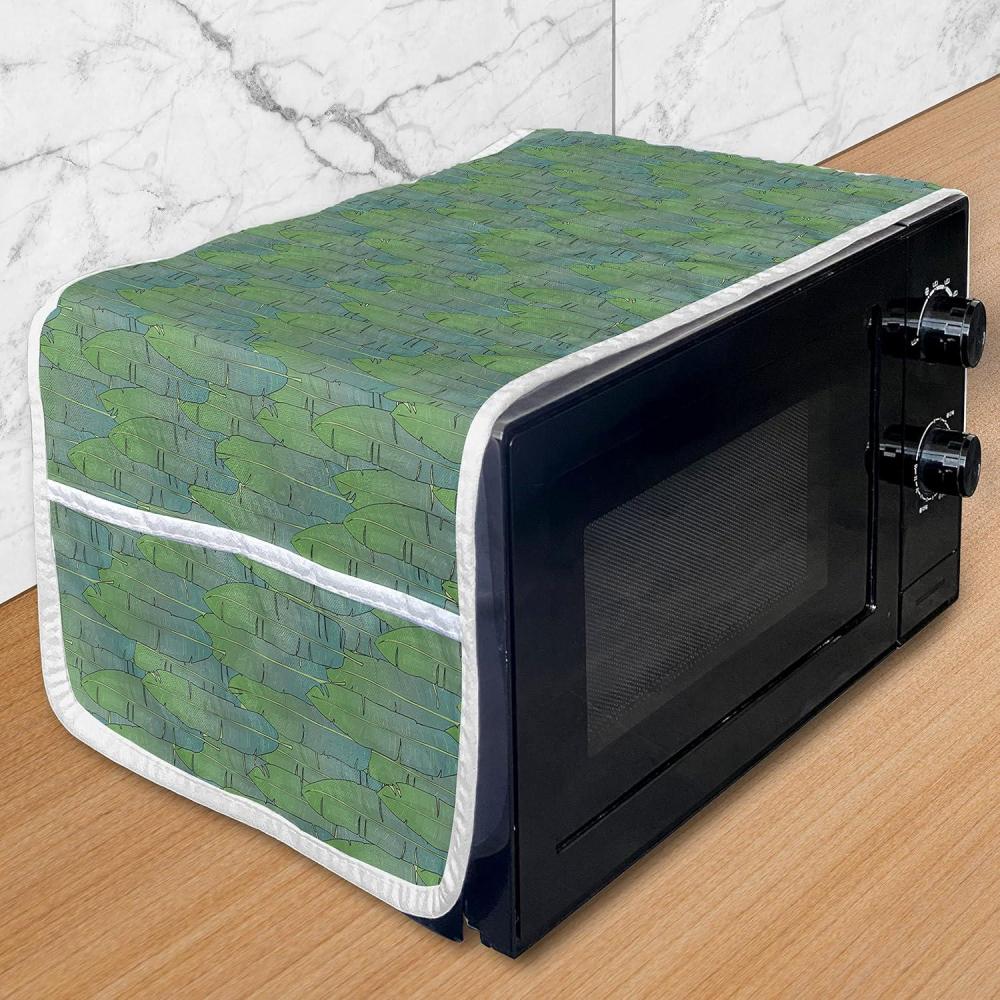 imageAmbesonne Romantic Microwave Oven Cover Continuous Hand Drawn Hearts as Clover Leaves Monochrome Valentines Day Water Resistant Organizer with Pockets for Kitchen 36 x 12 Hot Pink and WhiteFern Green Multicolor