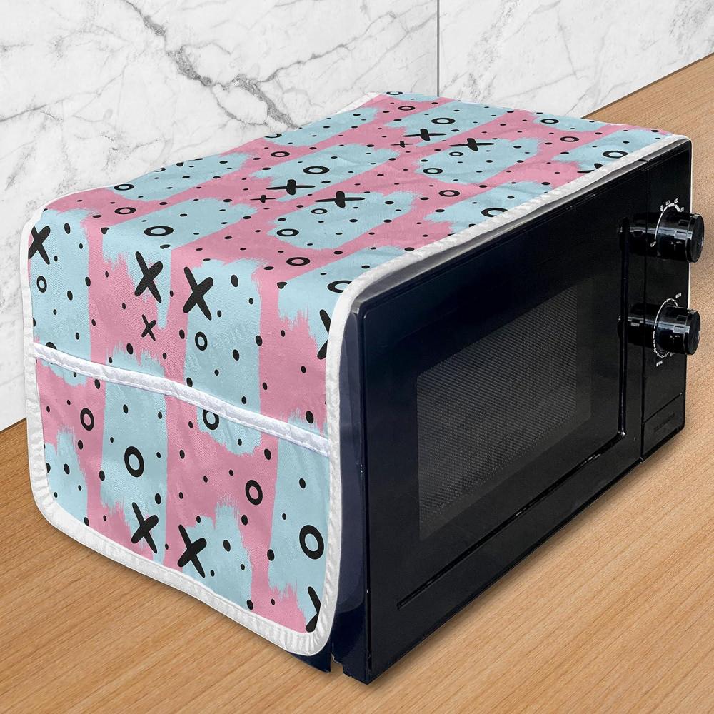 imageAmbesonne Romantic Microwave Oven Cover Continuous Hand Drawn Hearts as Clover Leaves Monochrome Valentines Day Water Resistant Organizer with Pockets for Kitchen 36 x 12 Hot Pink and WhitePink Sky Blue