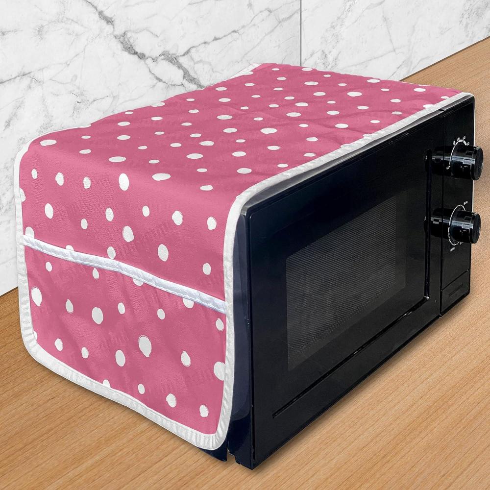 imageAmbesonne Romantic Microwave Oven Cover Continuous Hand Drawn Hearts as Clover Leaves Monochrome Valentines Day Water Resistant Organizer with Pockets for Kitchen 36 x 12 Hot Pink and WhitePink and White