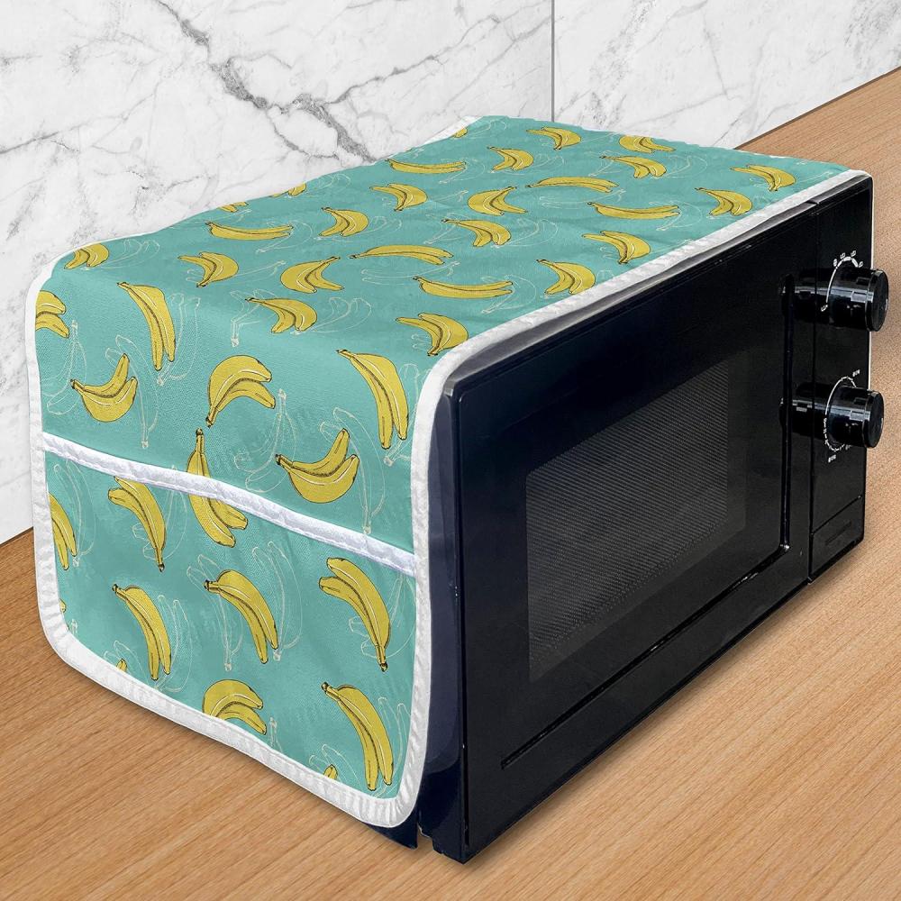 imageAmbesonne Romantic Microwave Oven Cover Continuous Hand Drawn Hearts as Clover Leaves Monochrome Valentines Day Water Resistant Organizer with Pockets for Kitchen 36 x 12 Hot Pink and WhiteDark Seafoam Yellow