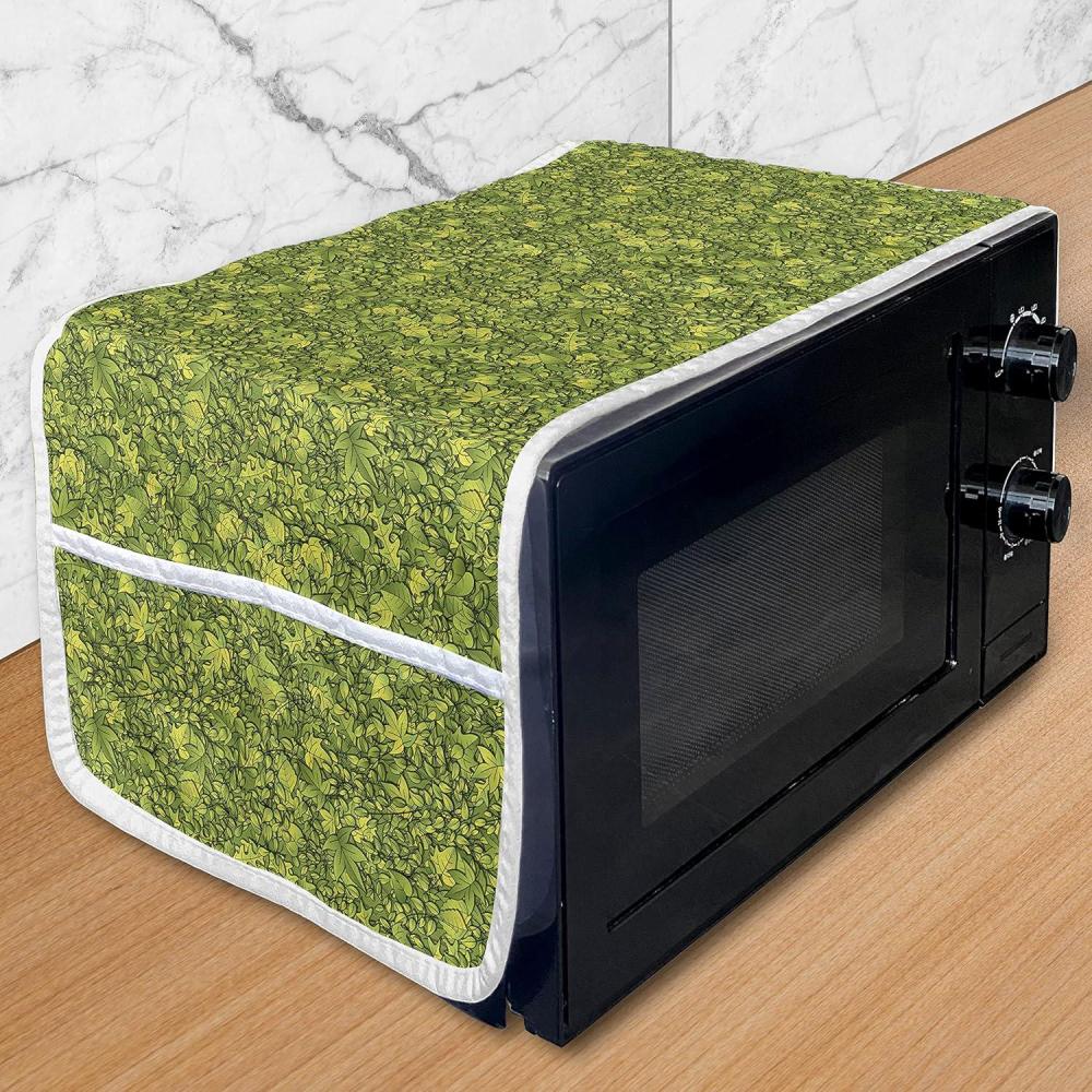 imageAmbesonne Romantic Microwave Oven Cover Continuous Hand Drawn Hearts as Clover Leaves Monochrome Valentines Day Water Resistant Organizer with Pockets for Kitchen 36 x 12 Hot Pink and WhiteOlive Green Apple Green