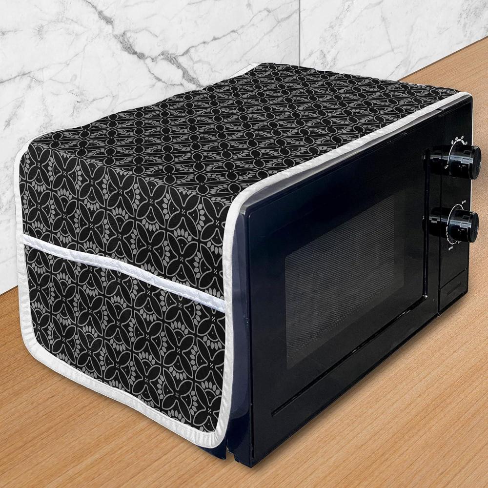 imageAmbesonne Romantic Microwave Oven Cover Continuous Hand Drawn Hearts as Clover Leaves Monochrome Valentines Day Water Resistant Organizer with Pockets for Kitchen 36 x 12 Hot Pink and WhiteCharcoal Grey and Dimgray