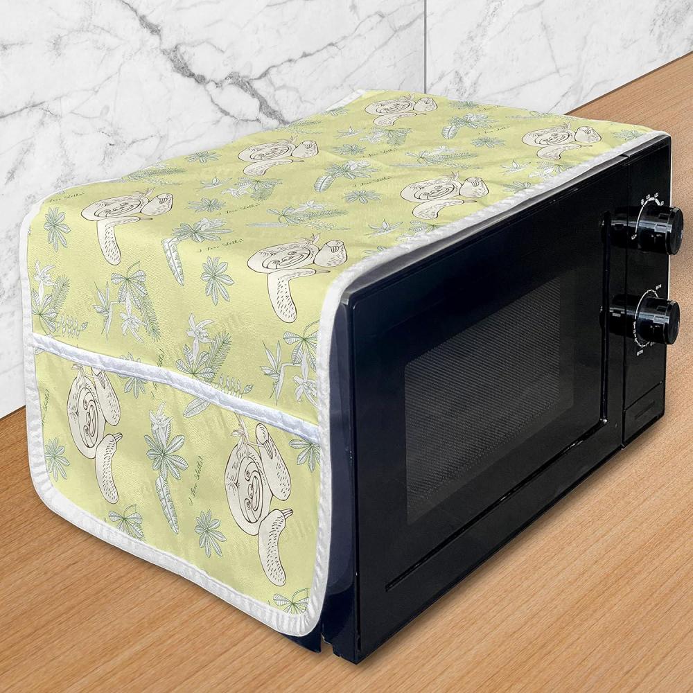 imageAmbesonne Romantic Microwave Oven Cover Continuous Hand Drawn Hearts as Clover Leaves Monochrome Valentines Day Water Resistant Organizer with Pockets for Kitchen 36 x 12 Hot Pink and WhiteGreen Reseda Green