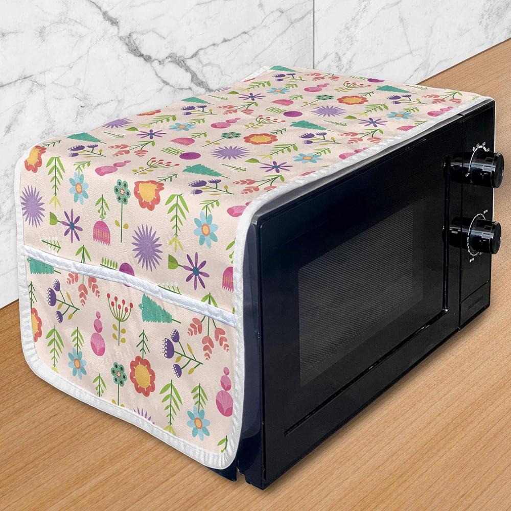imageAmbesonne Romantic Microwave Oven Cover Continuous Hand Drawn Hearts as Clover Leaves Monochrome Valentines Day Water Resistant Organizer with Pockets for Kitchen 36 x 12 Hot Pink and WhitePale Peach and Multicolor
