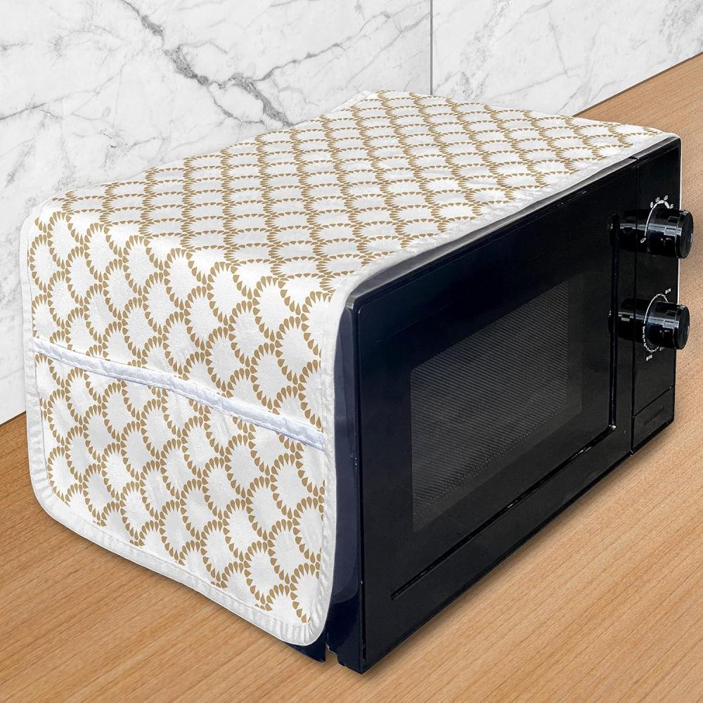 imageAmbesonne Romantic Microwave Oven Cover Continuous Hand Drawn Hearts as Clover Leaves Monochrome Valentines Day Water Resistant Organizer with Pockets for Kitchen 36 x 12 Hot Pink and WhiteCamel and White