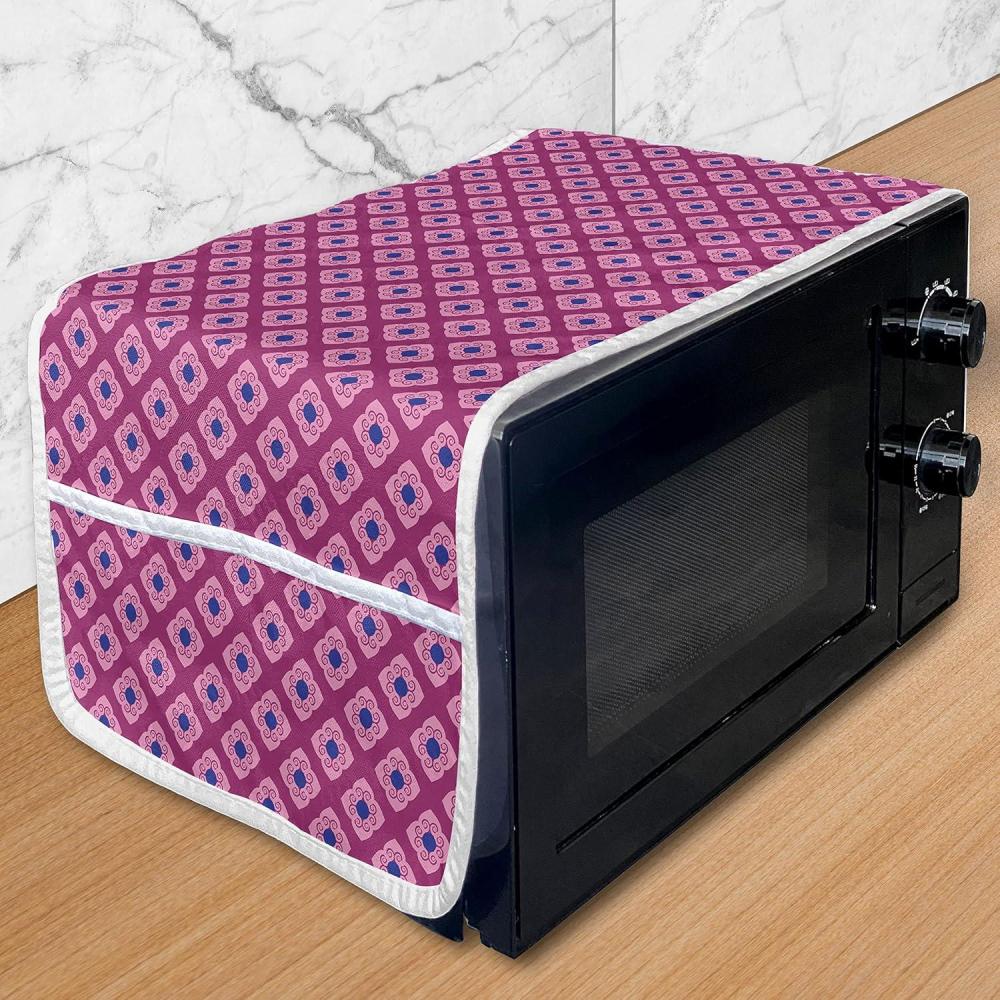 imageAmbesonne Romantic Microwave Oven Cover Continuous Hand Drawn Hearts as Clover Leaves Monochrome Valentines Day Water Resistant Organizer with Pockets for Kitchen 36 x 12 Hot Pink and WhiteDark Magenta Pink