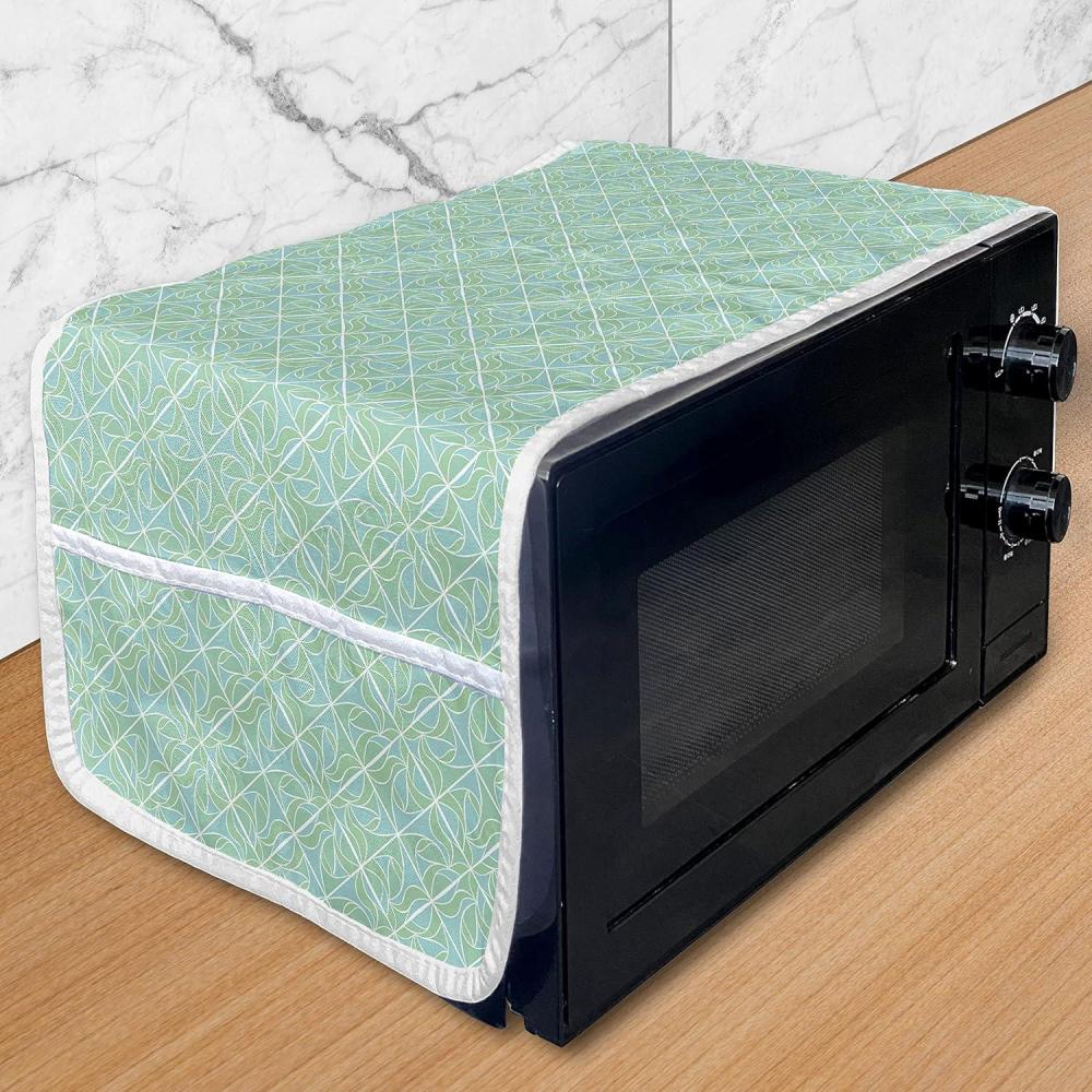 imageAmbesonne Romantic Microwave Oven Cover Continuous Hand Drawn Hearts as Clover Leaves Monochrome Valentines Day Water Resistant Organizer with Pockets for Kitchen 36 x 12 Hot Pink and WhiteGreen Seafoam