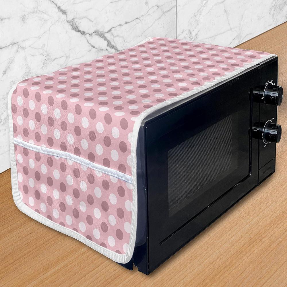 imageAmbesonne Romantic Microwave Oven Cover Continuous Hand Drawn Hearts as Clover Leaves Monochrome Valentines Day Water Resistant Organizer with Pockets for Kitchen 36 x 12 Hot Pink and WhitePale Pink Dried Rose