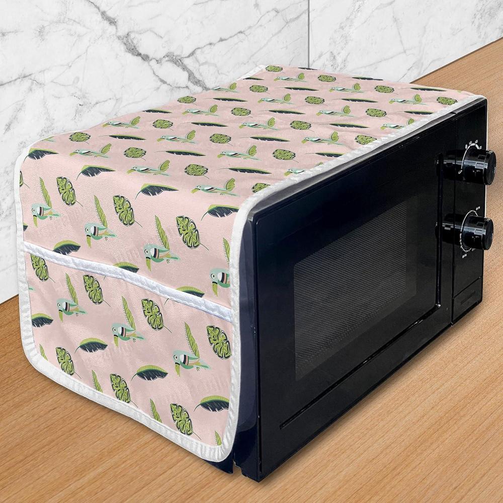 imageAmbesonne Romantic Microwave Oven Cover Continuous Hand Drawn Hearts as Clover Leaves Monochrome Valentines Day Water Resistant Organizer with Pockets for Kitchen 36 x 12 Hot Pink and WhiteBlush and Multicolor