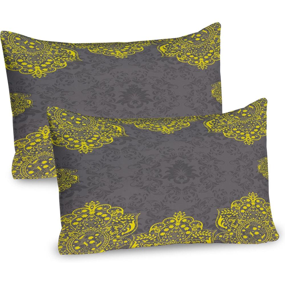 imageAmbesonne Valentines Day Pillow Sham Set of 2 Rustic Heart Over Wooden Planks Background Lovers Corner Romantic Celebration Print Quality Microfiber Bedding Item for All Seasons 26 x 20 TanGrey Yellow
