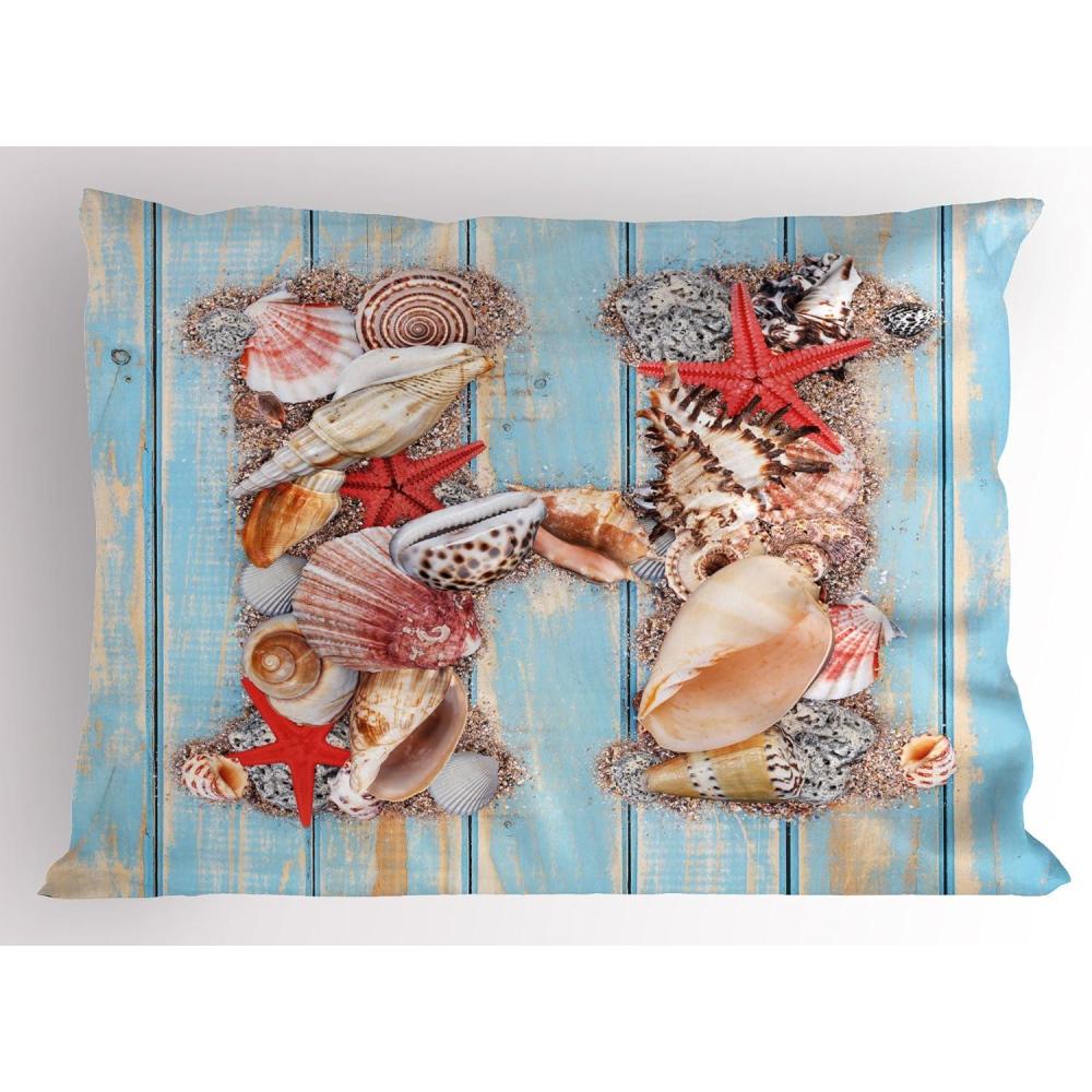 imageAmbesonne Valentines Day Pillow Sham Set of 2 Rustic Heart Over Wooden Planks Background Lovers Corner Romantic Celebration Print Quality Microfiber Bedding Item for All Seasons 26 x 20 TanDark Coral Pale Blue