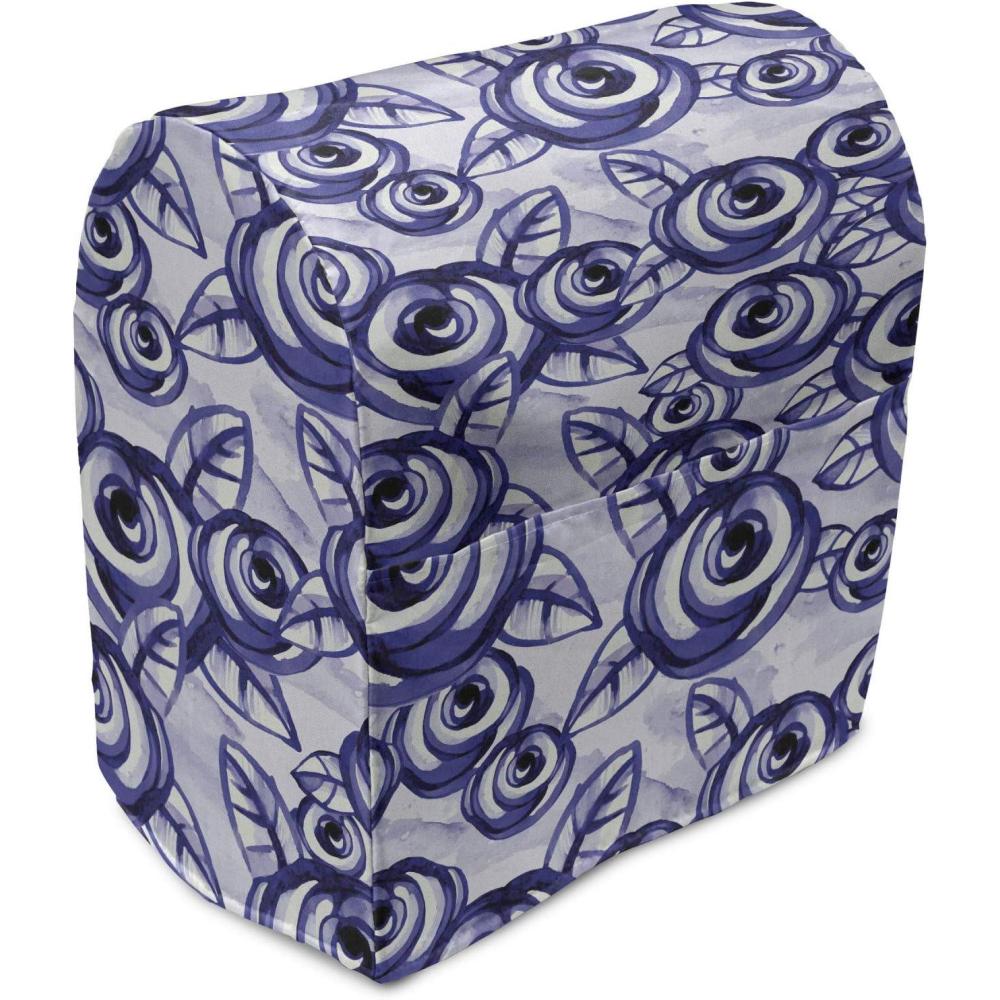 imageAmbesonne Watercolor Flowers Stand Mixer Cover Classical Feminine Rose Branch Bouquet Romantic Essence Valentines Kitchen Appliance Organizer Bag Cover with a Pocket 68 Quarts Violet Blue
