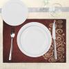 Ambesonne Burgundy Place Mats Set of 4, Floral Swirls Ivy Image Ombre Details Grunge Backdrop Flower Art, Washable Fabric Placemats for Dining Table, Standard Size, Cream Ruby