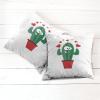 Ambesonne Cactus Decorative Throw Pillow Case Pack of 2, Funny Cartoon Lover in a Pot with Romantic Hearts Valentine’s Day, Couch Bedroom Living Room Cushion Cover, 18″, Jade Green and Dark Pink