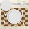 Ambesonne Checkered Place Mats Set of 4, Empty Checkerboard Wooden Seem Mosaic Texture Image Chess Game Hobby Theme, Washable Fabric Placemats for Dining Table, Standard Size, Pale Brown